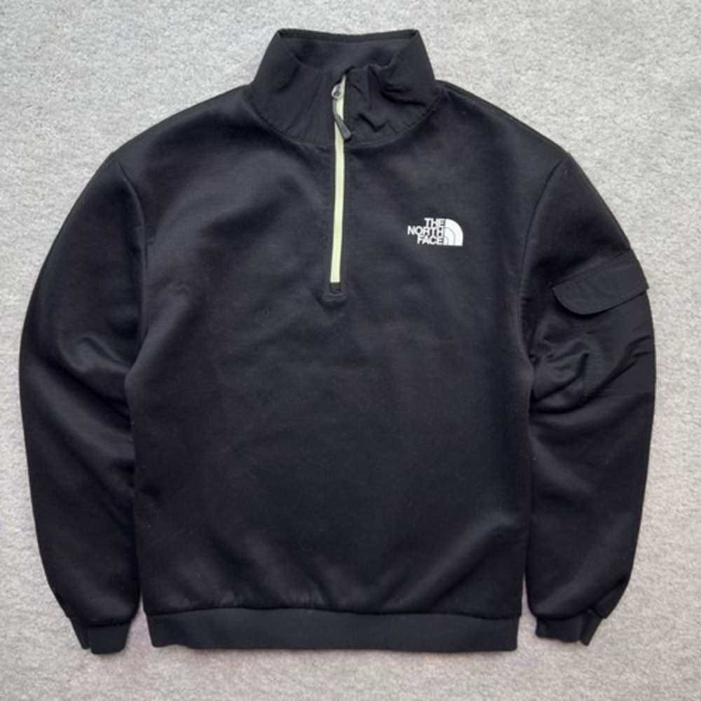 The North Face Womens Small Black 1/4 Zip Pullover Sweatshirt Sleeve Pocket